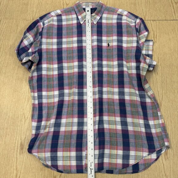 Ralph Lauren Madras Multicolor Windowpane Plaid Short Sleeve Button Shirt X - Picture 6 of 8